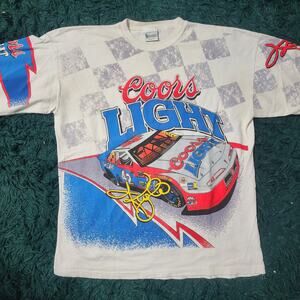 Vintage Coors Light Kyle Petty #42 NASCAR Tee 90s All Over Print USA XL